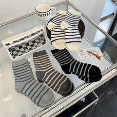Striped Crew Socks Comfy & Soft Mid Tube Socks Women's Stockings