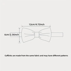 Men's Flowers Pattern Bow Tie & Handkerchief Wedding Set