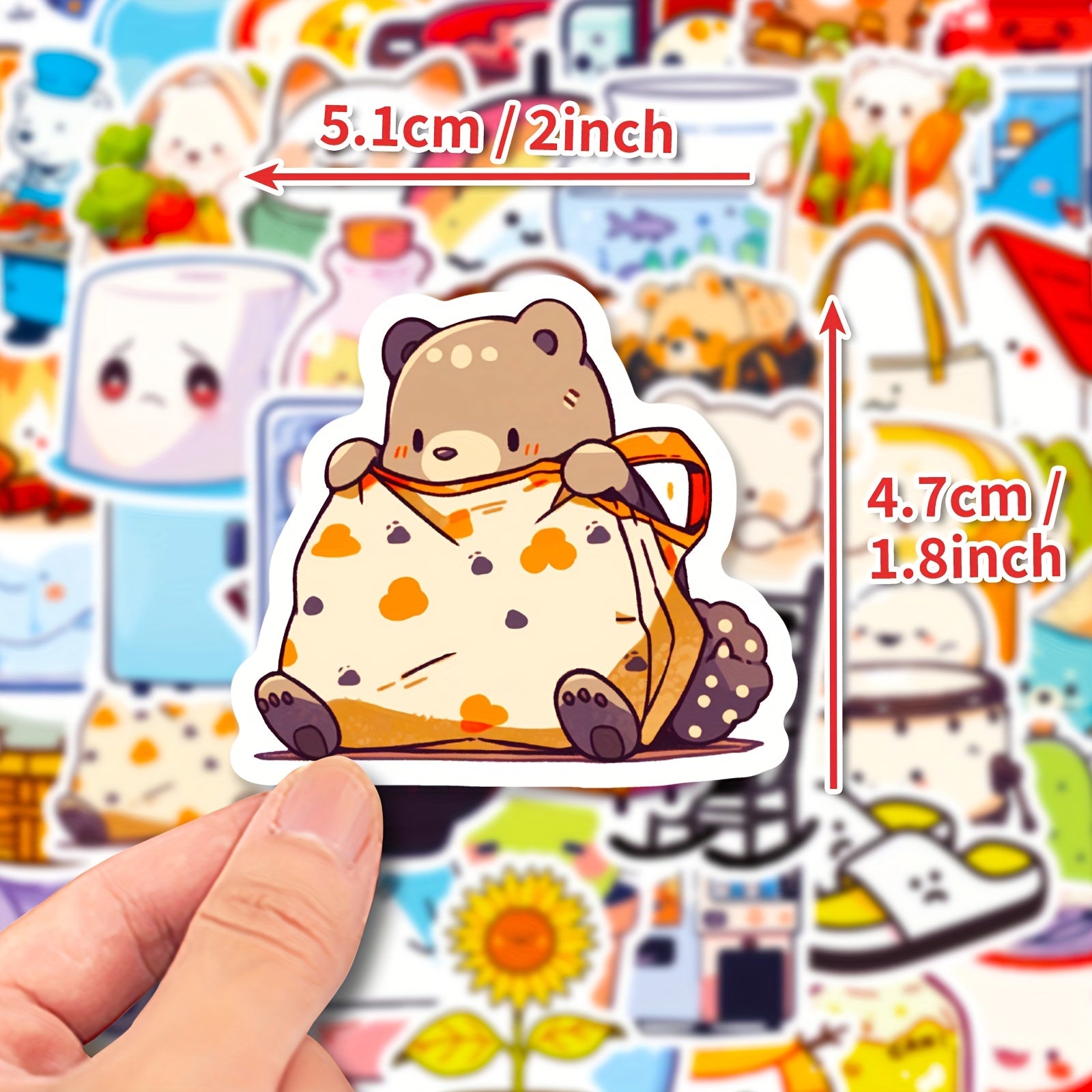 50pcs Cartoon Animal Stickers for Laptop Helmet Water Cup