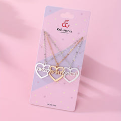 3pcs Friends BFF Pendant Necklace Set Heart Shaped Friendship Gift Jewelry