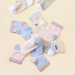 8 Pairs Baby Cartoon Crew Socks for Newborn Infant