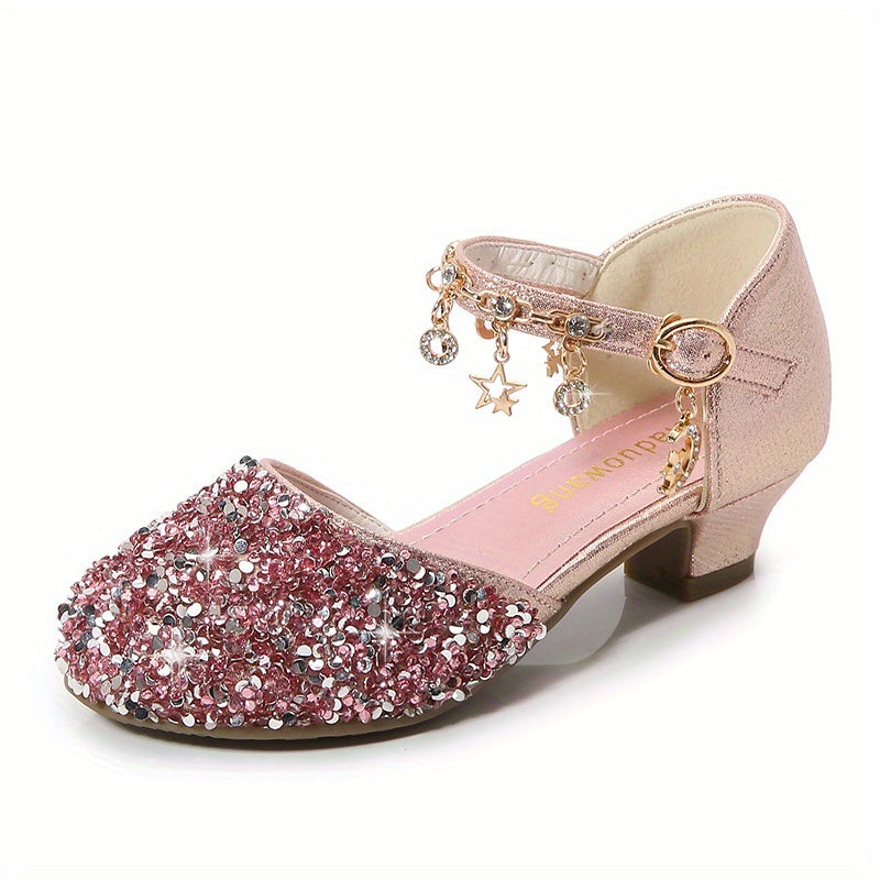 Glitter Bow Dress Shoes Princess Heels Party Wedding Girls Shoes