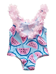 Watermelon Graphic Bow One Piece Swimsuit for Toddler Girls