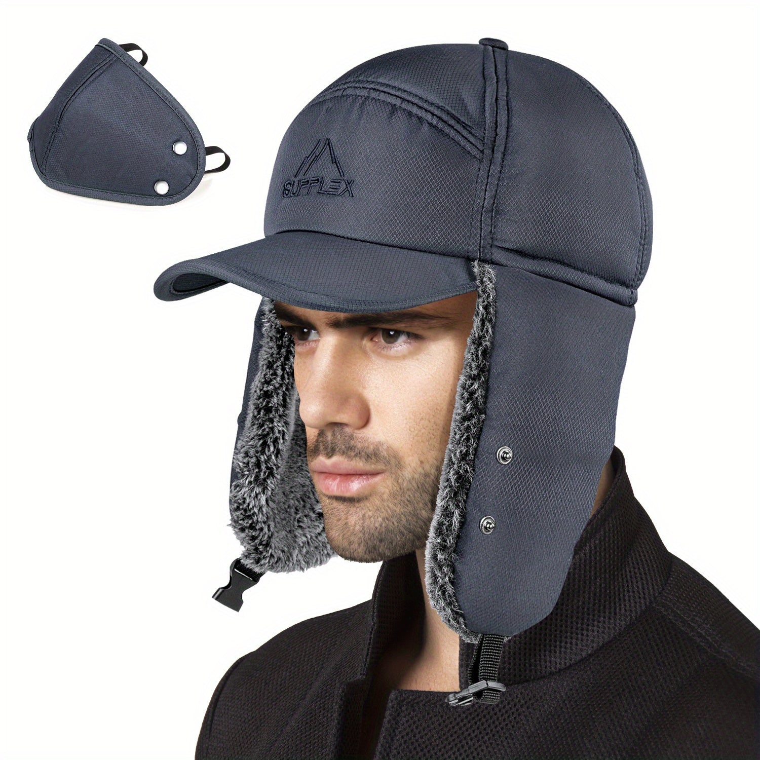 Men's Thermal Trapper Hat Fur Lined Windproof Cap