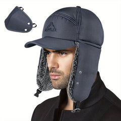 Men's Thermal Trapper Hat Fur Lined Windproof Cap