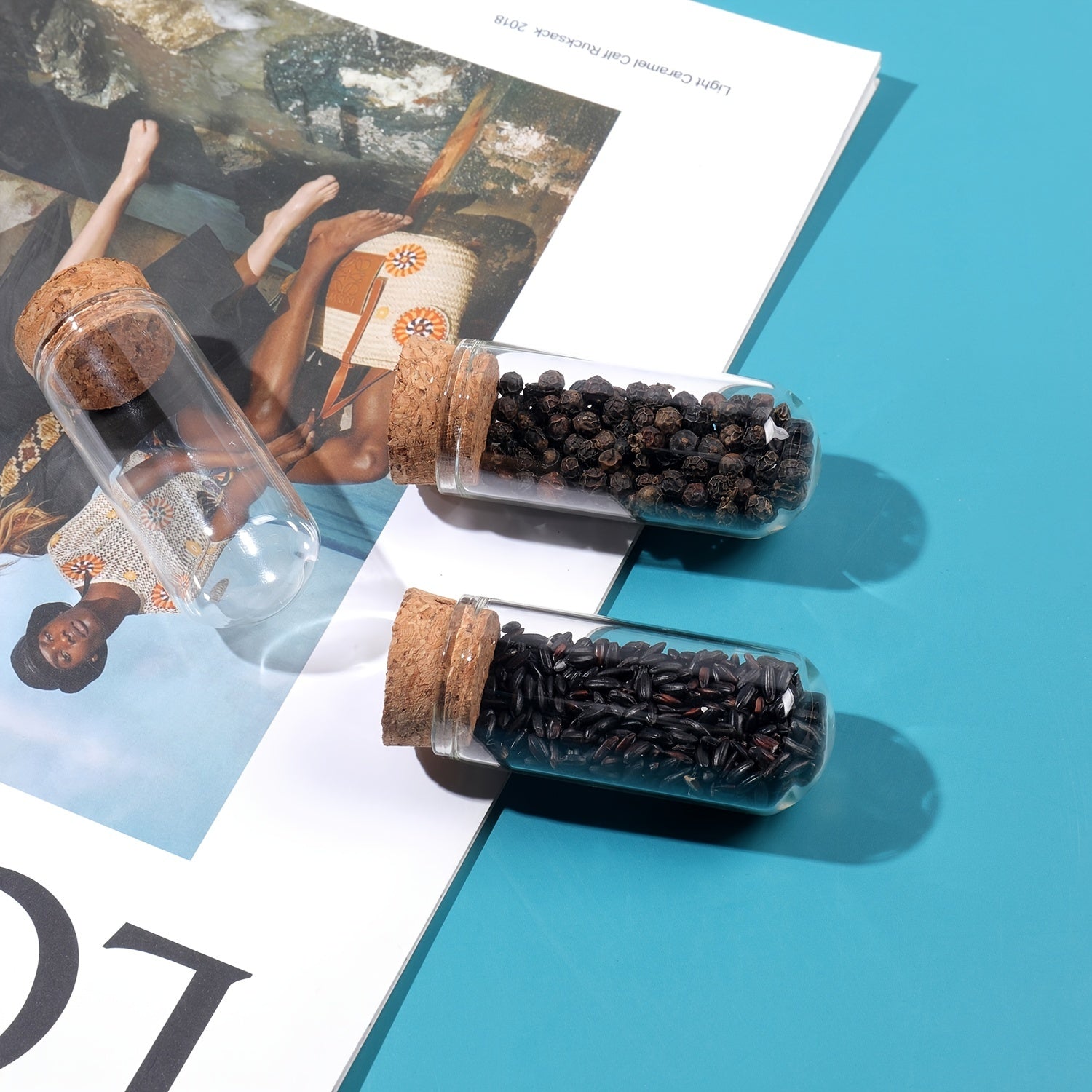 8pcs 50ml Round Bottom Test Tube Glass Bottle with Cork Plug
