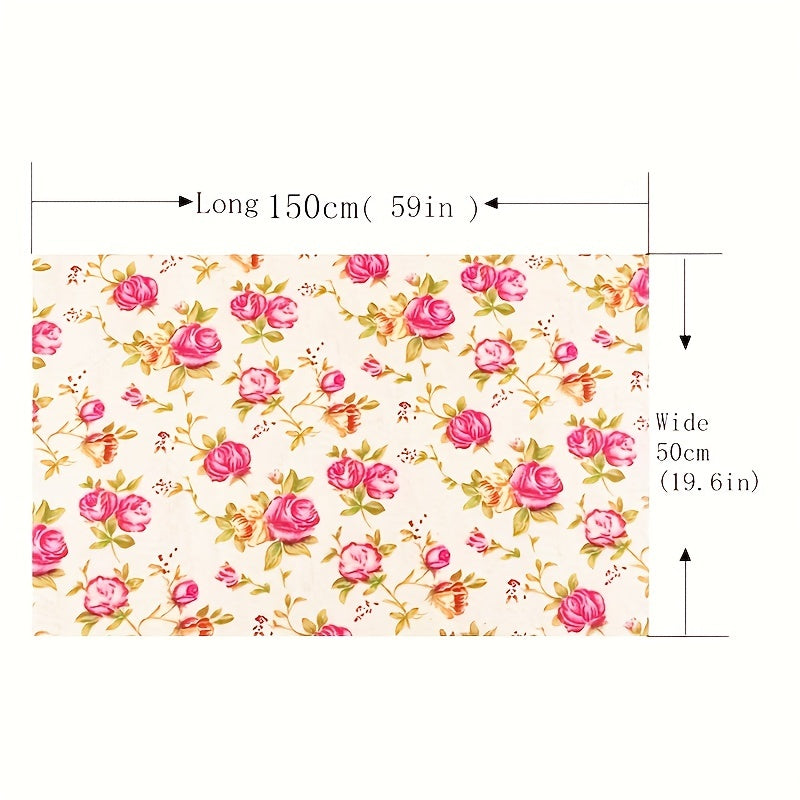 Red Flower Cotton Linen Fabric Sewing Patchwork Cloth Dress Sofa