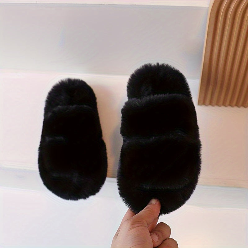 Soft Plush Cozy Slippers Girls Anti-skid Slip-on Shoes Indoor Home