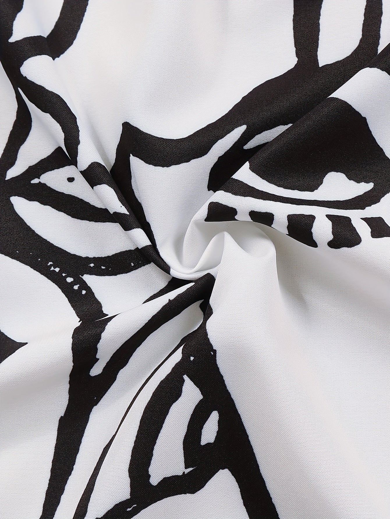 Abstract Figure Print Button Up Blouse