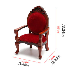 Mini Dollhouse Furniture Set Sofa Stool Chair Pillow & Wooden Armrest