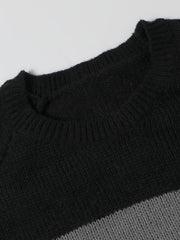 Colorblock Sweater Round Neck Jumper
