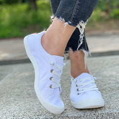 Women's Lace Up Canvas Sneakers Lightweight Casual Flat Shoes