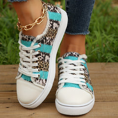 Leopard Print Low Top Travel Shoes Lightweight Outdoor Flat Shoes