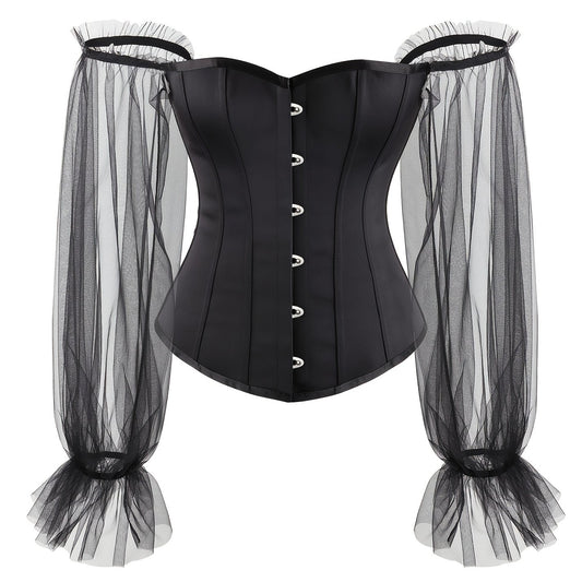 Satin Lace Up Corset Top Renaissance Floral Bustier