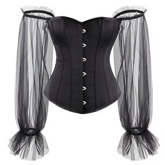 Satin Lace Up Corset Top Renaissance Floral Bustier