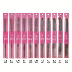 11Pcs Knitting Stainless Steel Needle Kit 2.0-6.0mm Straight Sweater Needle