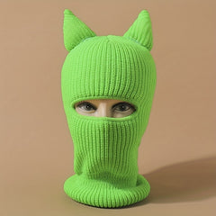 Monster Ears Ski Mask Balaclava Solid Beanie Y2K Knit Hat