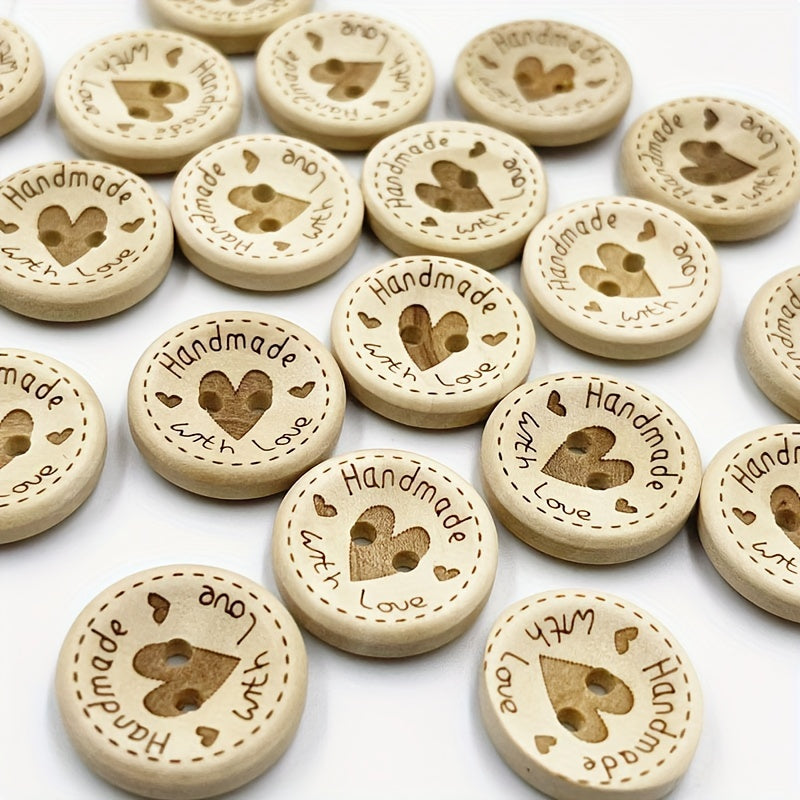 50pcs Heart Wood Buttons Sewing Scrapbooking Wooden Decorative