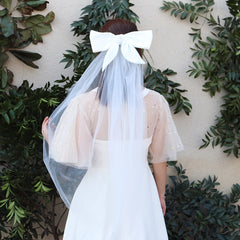 Short Wedding Bridal Veil Hair Bow Clip Bridal Bow Veil