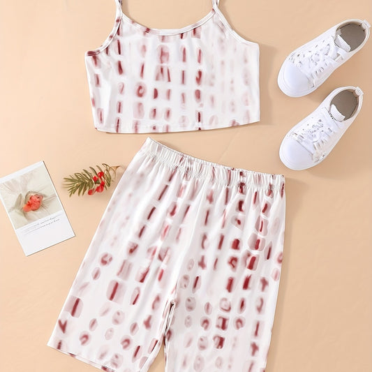Girls Tie Dye Cami Top & Biker Shorts Set Kids Summer Clothes