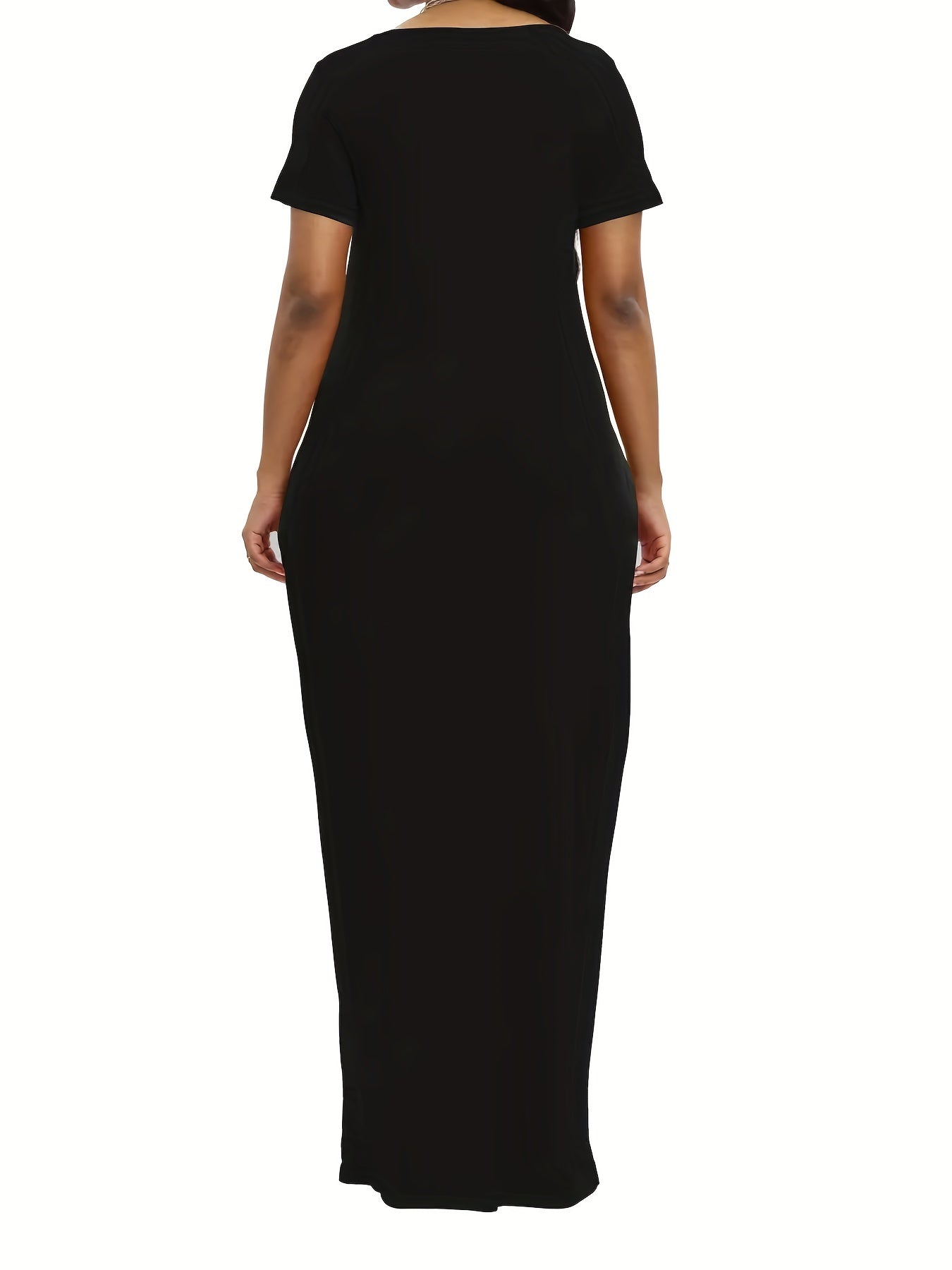 Criss Cross Maxi Dress Solid Short Sleeve Women's Clothing