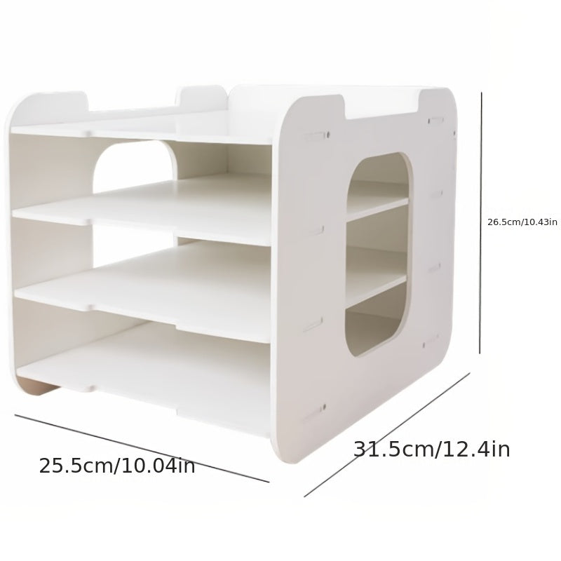 1pc Layer Desktop Folder Storage Box Horizontal Office File Rack