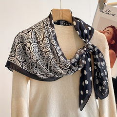 Vintage Dot Paisley Print Satin Shawl Boho Head Wrap