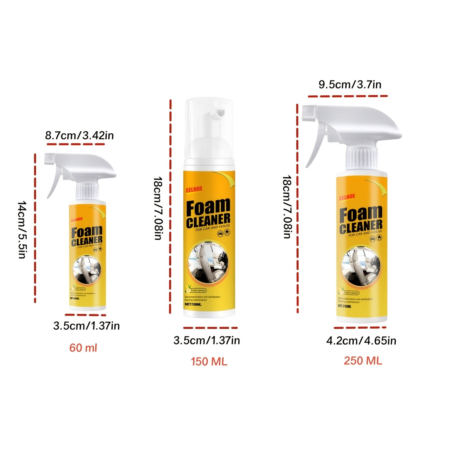 2pcs Foam Cleaner Anti Aging Cleaning for Car Interior Surfaces