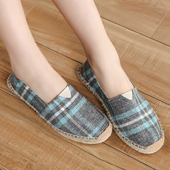 Plaid Pattern Espadrille Flat Shoes Women's Footwear