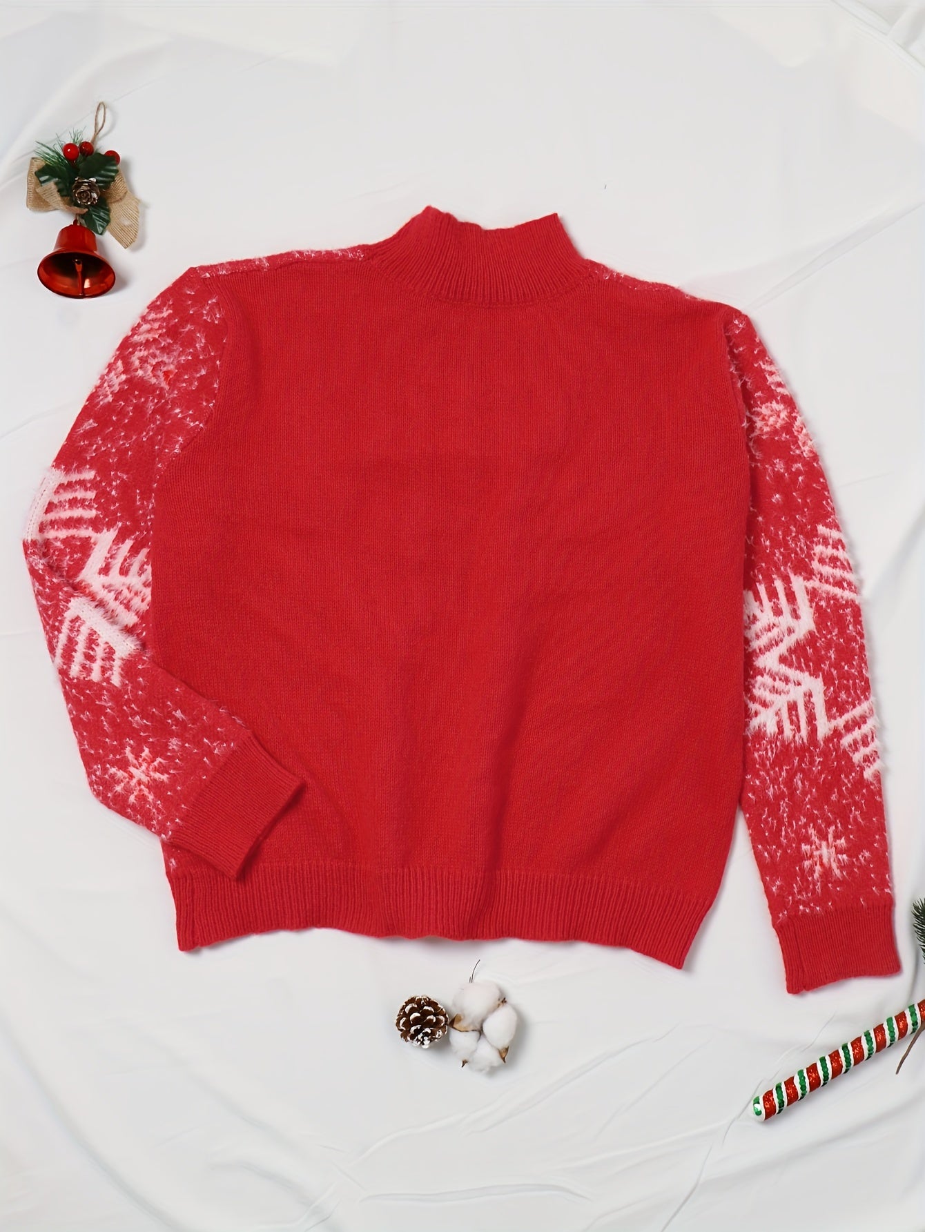 Snowflake Print Mock Neck Jumper