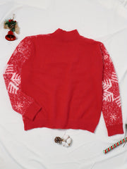 Snowflake Print Mock Neck Jumper
