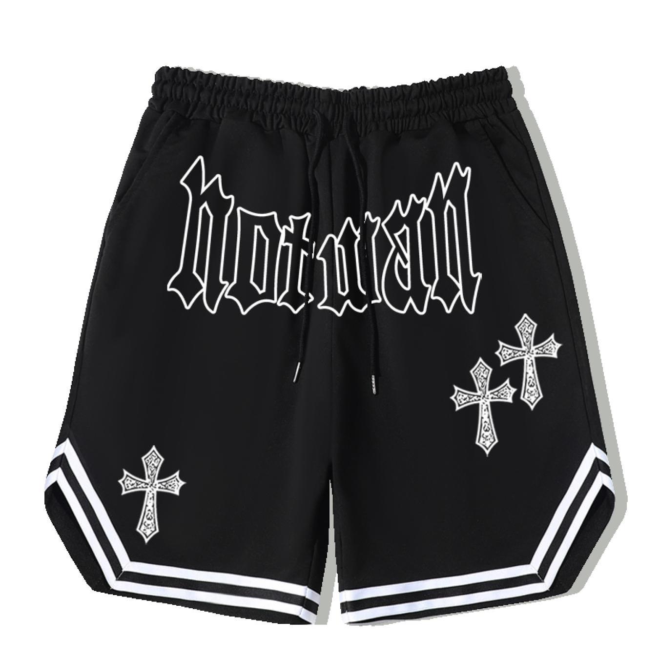 Cross Pattern Stripe Comfy Shorts Men's Casual Solid Stretch Shorts