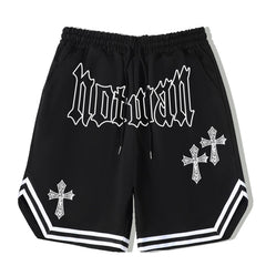 Cross Pattern Stripe Comfy Shorts Men's Casual Solid Stretch Shorts