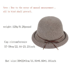 Women's Cloche Hat Thick Warm Fuzzy Bucket Hat with Bow Tie Decoration