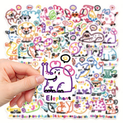 50pcs Cartoon Animal Series Waterproof DIY Sticker Pack