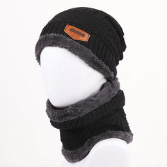 Men's Casual Style Polyester Beanie Hat Scarf Set