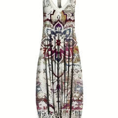Floral Print V Neck Harem Jumpsuit Sleeveless