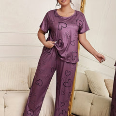 Heart & Letter Print Tee & Pants Set