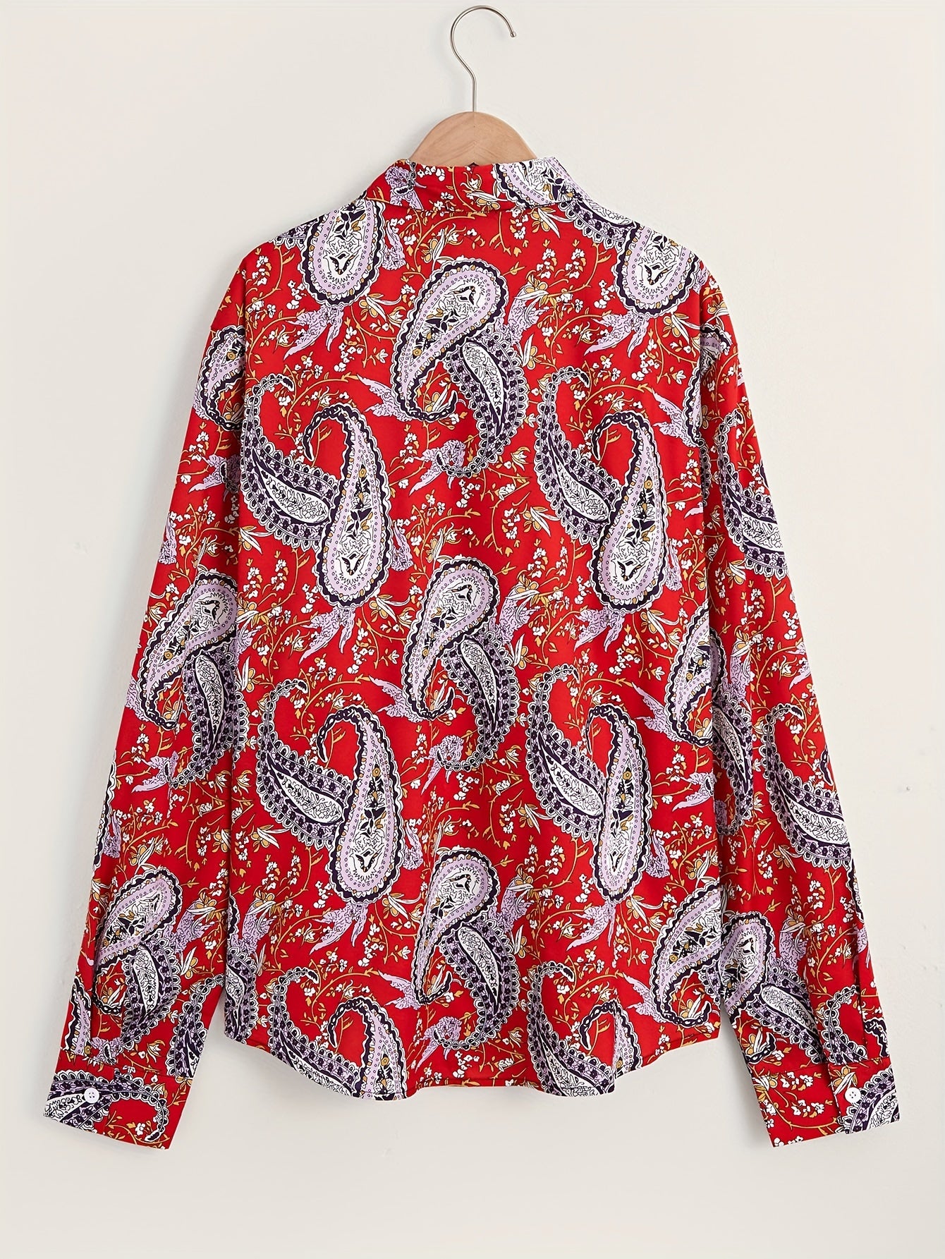 Paisley Pattern Men's Red Shirt Long Sleeve Autumn Wear
