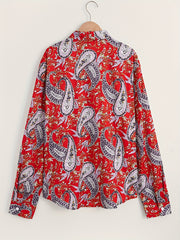 Paisley Pattern Men's Red Shirt Long Sleeve Autumn Wear