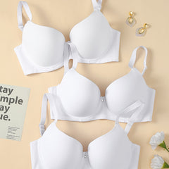 3 Pack Plus Size Rhinestone Decor Seamless Padded Bra Set