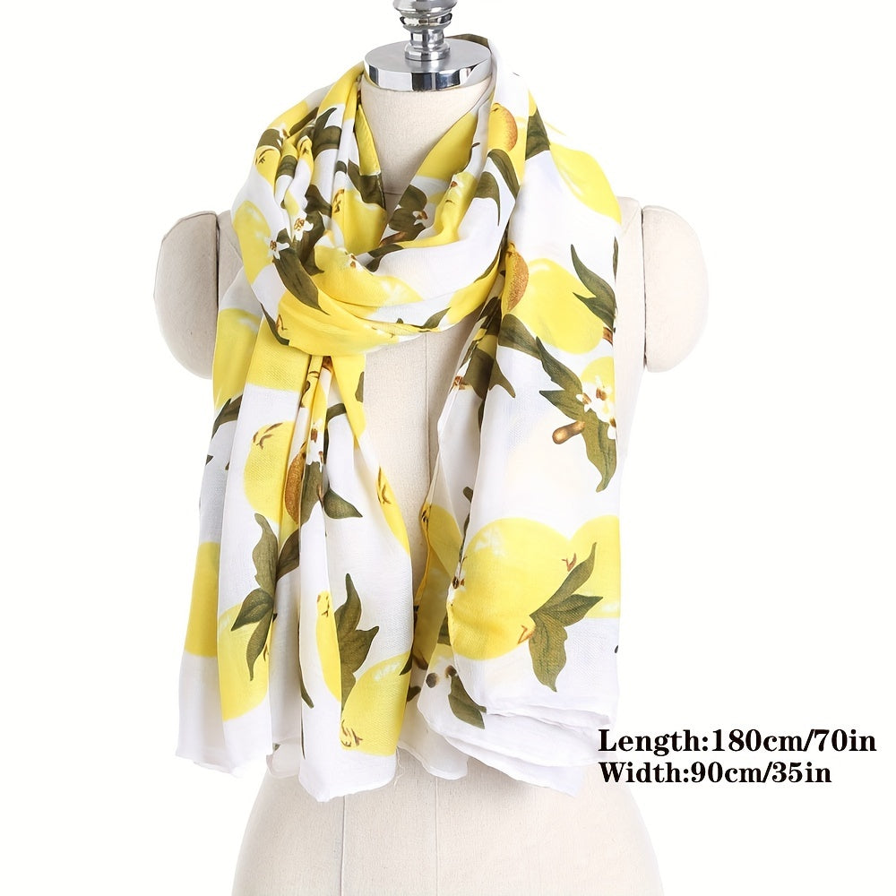Lemon Print Scarf Boho Shawl Bandana