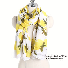 Lemon Print Scarf Boho Shawl Bandana