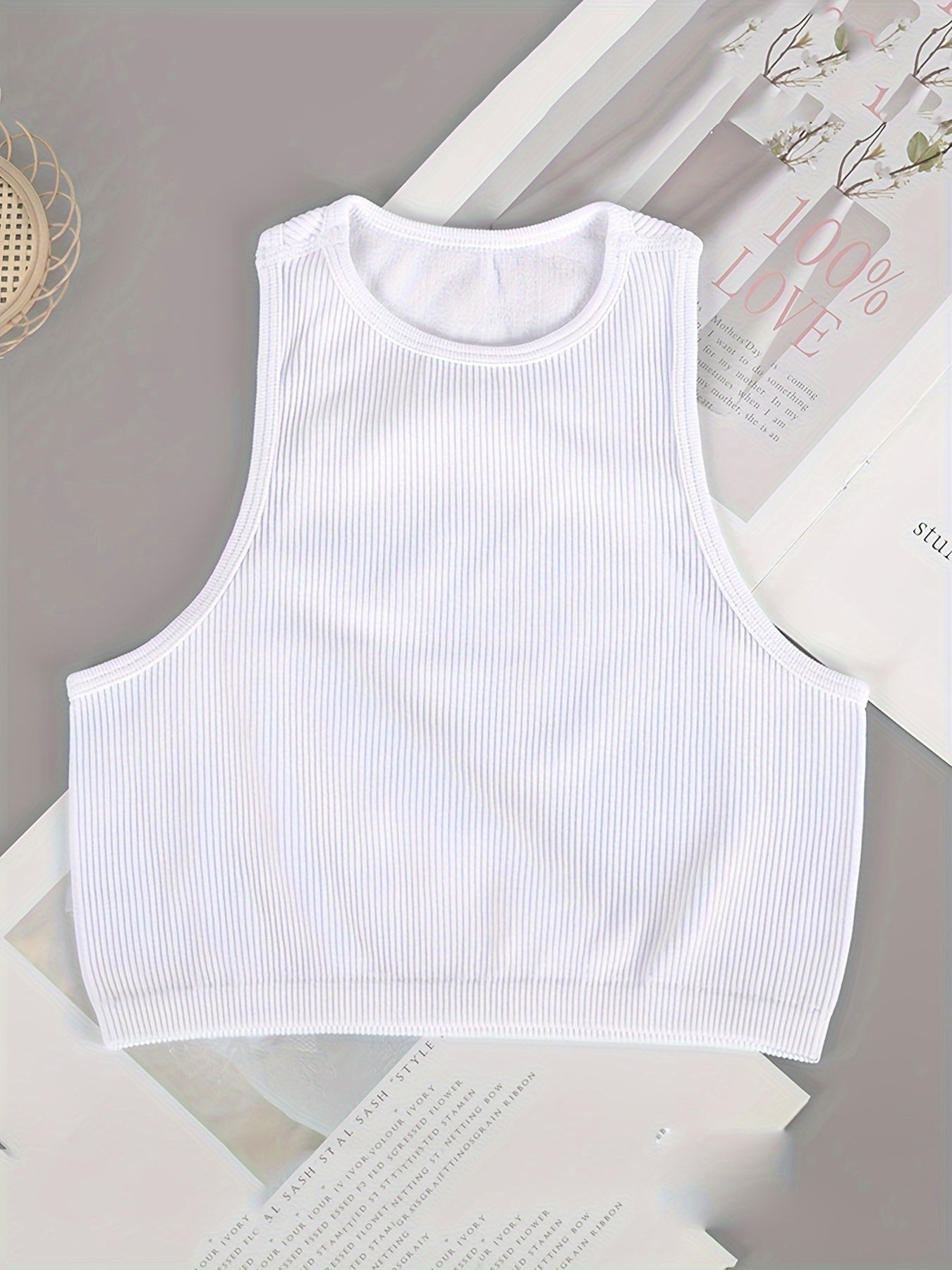Solid Ribbed Tank Top & Stretch Leggings Set