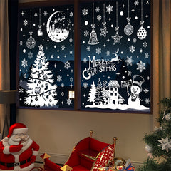 9pcs Christmas Tree Window Stickers Static Snowflake Wall Stickers