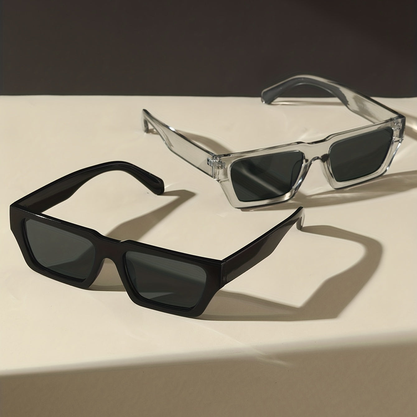 Vintage Rectangle Sunglasses Men Women 90s Retro Chunky Sun Shades