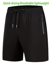 Men's Breathable Shorts With Side Pockets Quick Dry Elastic Waist