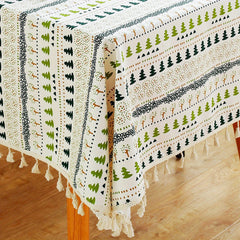 Bohemian Floral Tablecloth with Tassels - Stain Resistant