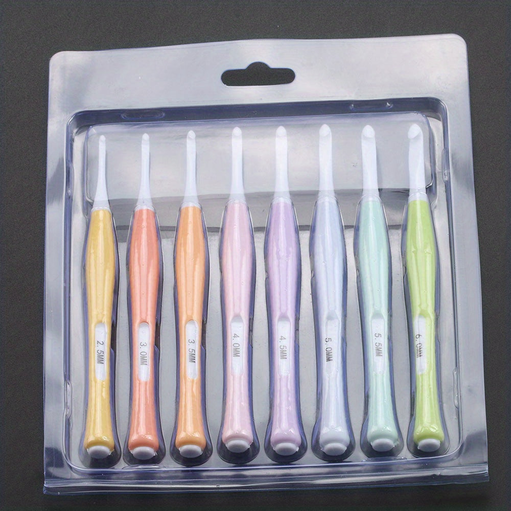 8pcs Crochet Silicone Handle Knitting Tools for Beginners Supplies