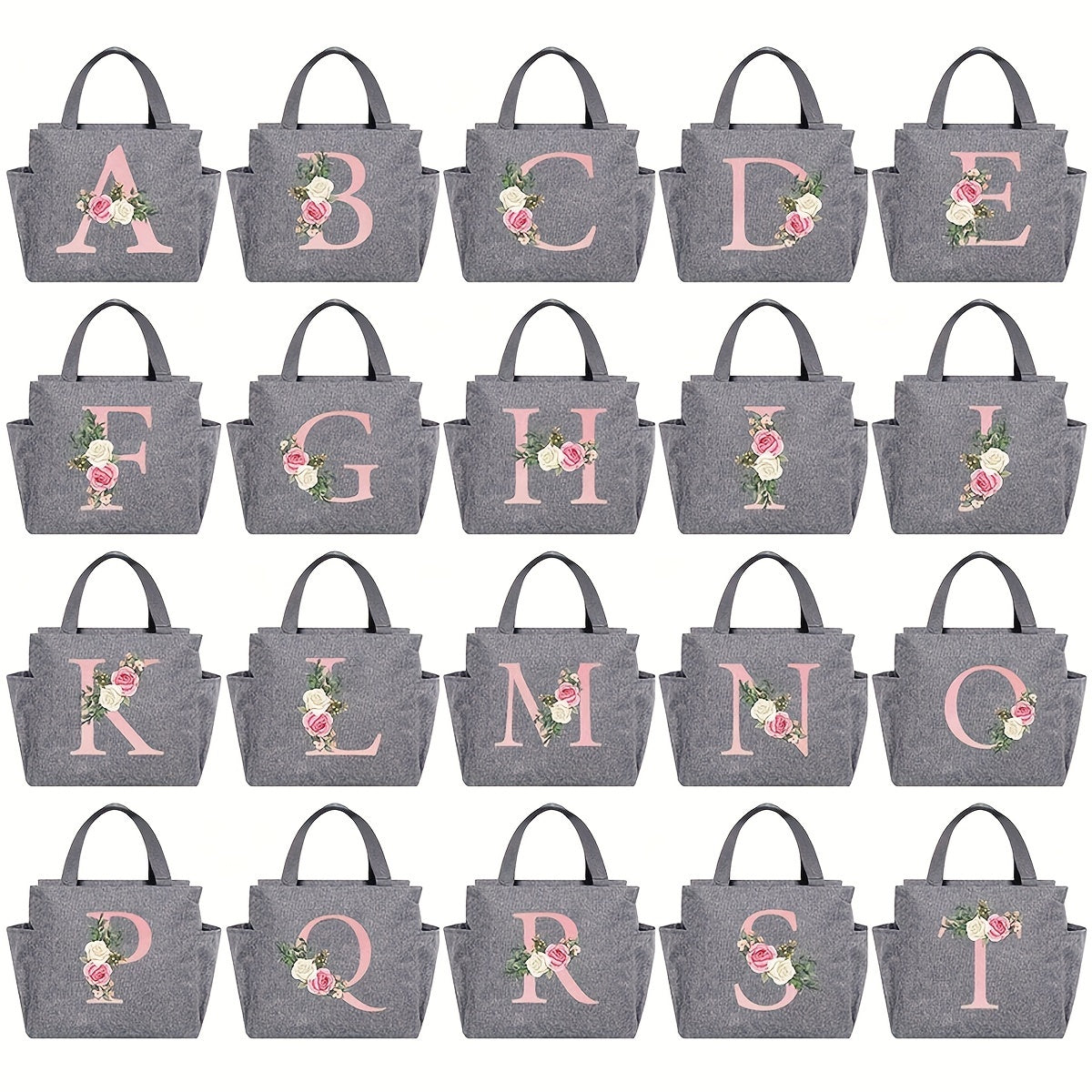 Stylish Insulated Canvas Lunch Bag Floral Print Zip Closure For Work